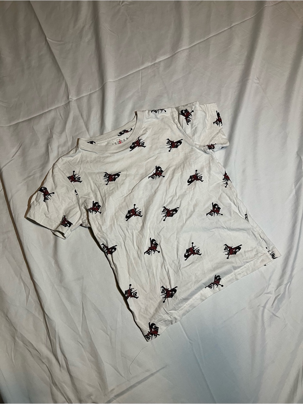 Jordan Men’s White Short Sleeve Tee with Red & Black Jumpman Print